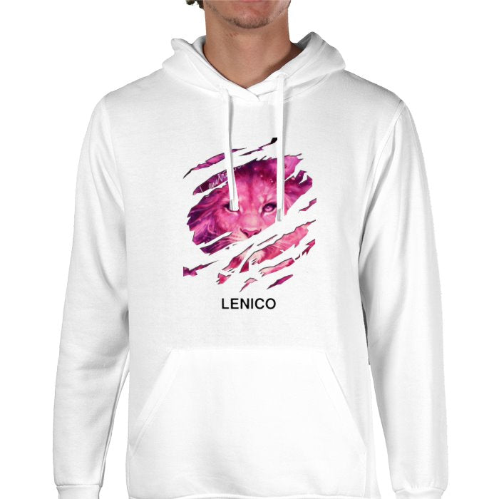 White Lenico pink lion logo hoodie
