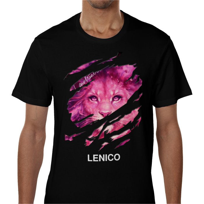 Black Lenico pink Lion Logo T-shirt