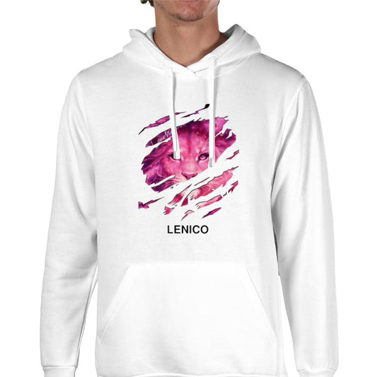 White Lenico pink lion logo hoodie