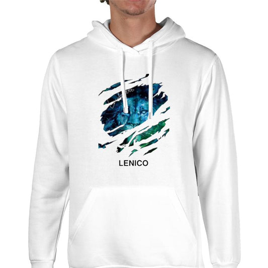 White Lenico blue lion logo hoodie