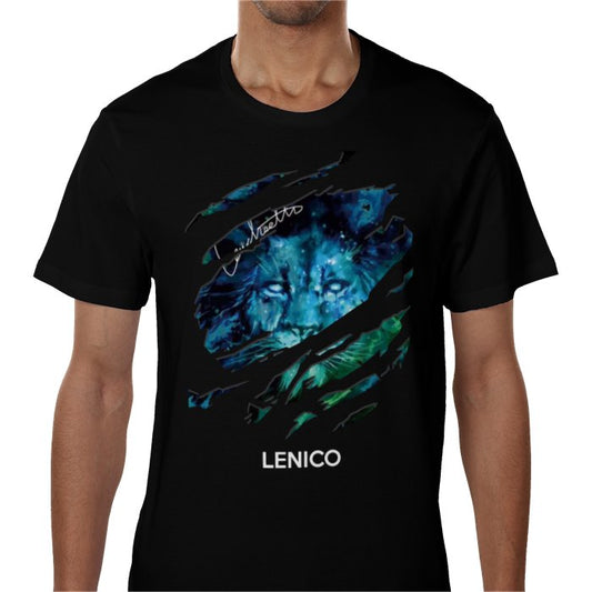 Black Lenico blue lion logo T-shirt