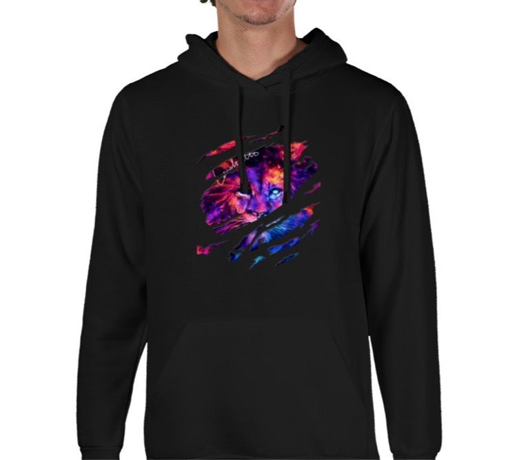 Black Lenico neon lion logo hoodie