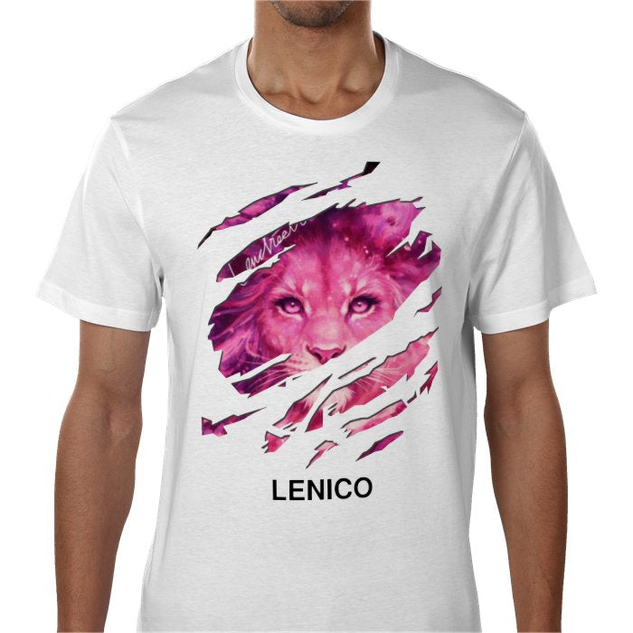 White Lenico pink Lion Logo T-shirt