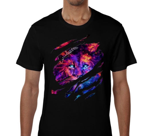 Black Lenico neon lion logo T-shirt