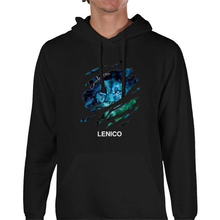 Black Lenico blue lion logo hoodie