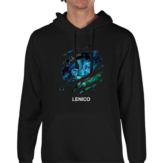 Black Lenico blue lion logo hoodie