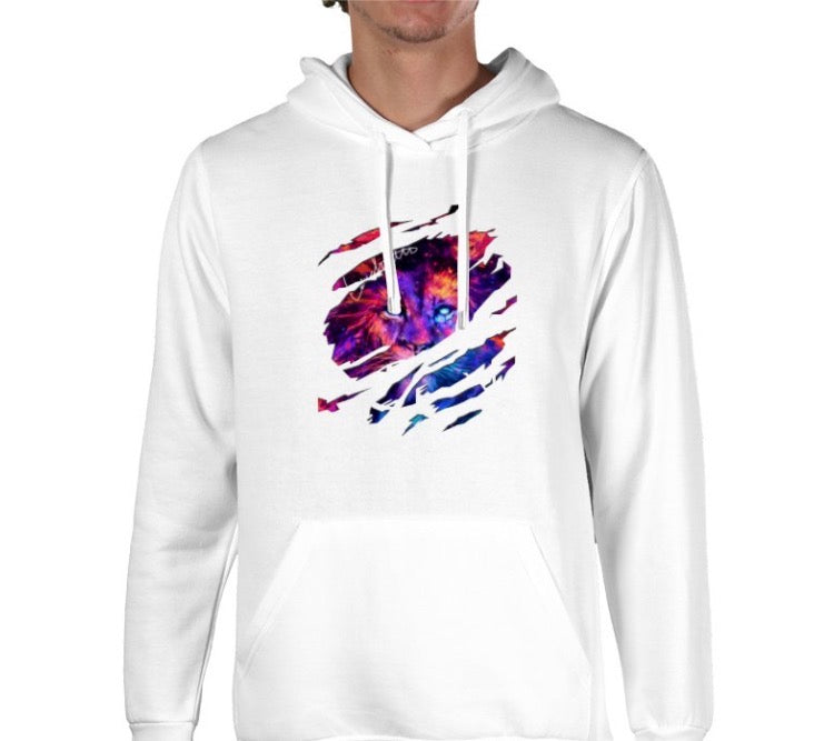 White Lenico neon lion logo hoodie