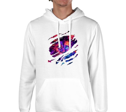 White Lenico neon lion logo hoodie