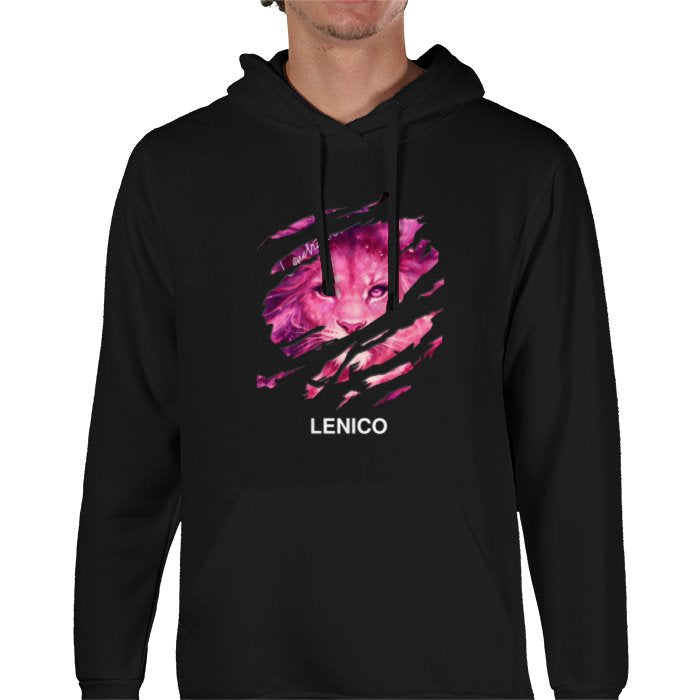 Black lenico pink lion logo hoodie